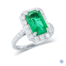 14kt White Gold Custom Made Lady's 3.52ct Emerald and 1.25ct Diamond Ring