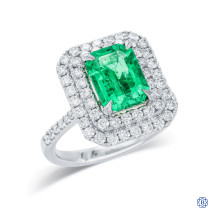 14kt White Gold 2.50ct Emerald and Diamond Ring