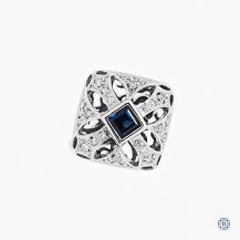 custom made 14k white gold sapphire and diamond ring