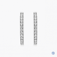 10k white gold diamond hoop earrings