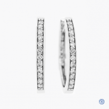 10k white gold diamond hoop earrings