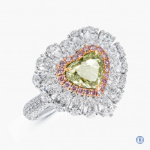 18k white and rose gold 1.51ct Green Diamond Ring