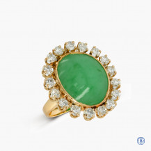 14kt yellow and white gold jade and diamond ring