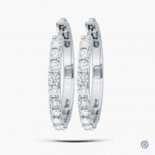 14kt White Gold 2.04ct Maple Leaf Diamond Hoop Earrings