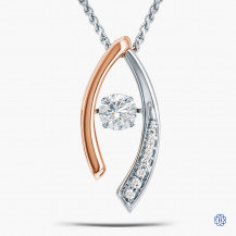 14kt White and Rose Gold 0.70ct Maple Leaf Diamond Pendant with Chain