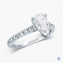 Platinum Custom Made Maple Leaf Diamond Lady's Internally Flawless 1.30ct Pear Shaped Diamond Engagement Ring