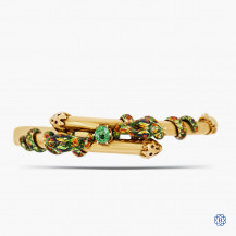 14k Yellow Gold Enamelled Snake Bangle with Tsavorite