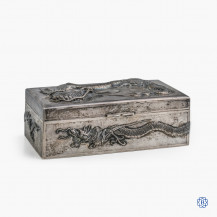 Antique Silver Box with Dragon Reliefs