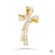 14kt Yellow and White Gold Diamond Cross Pendant