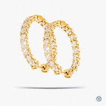 14kt Yellow Gold Maple Leaf Diamonds Hoop Earrings