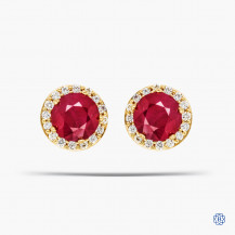 18kt Yellow Gold Ruby and Diamond Stud Earrings