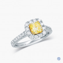 18kt White and Yellow Gold 0.91ct Naturaly Fancy Yellow Maple Leaf Diamond Engagement Ring