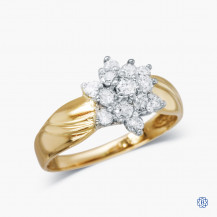 14kt Yellow and White Gold Diamond Cluster Ring