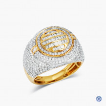 10kt Yellow with Rhodium Plating Gold 2.00ct Baguette Cut Diamond Man's Ring