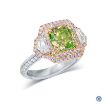 18kt White and Rose Gold Natural Green Diamond Ring