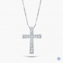10kt White Gold and Diamond Cross Pendant with Chain