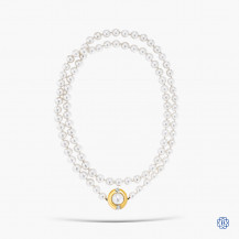 18kt Yellow and White Gold Custom-Made Pearl and Diamond Necklace