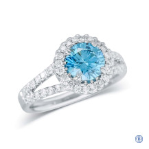 Gabriel & Co. 14kt white gold 1.35ct Lab Grown Blue Diamond Engagement Ring