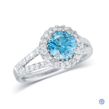 14kt White Gold Lady's Lab-Created 1.35ct Blue Diamond and 0.60ct Diamond Ring