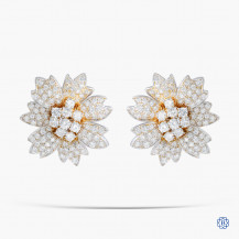 18kt White Gold Custom Made Flower Shaped 5.50ct Diamond Earrings