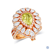 18kt Rose gold Natural Yellow-Green Diamond Ring