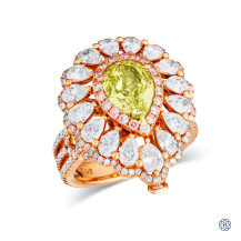 18kt Rose Gold 2.01ct Natural Fancy Yellow-Green Diamond and Fancy Pink Diamond Ring / Pendant