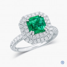 14kt White Gold Emerald and Diamond Ring