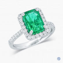 14kt White Gold Emerald and Diamond Ring