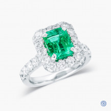 14kt White Gold Emerald and Diamond Ring