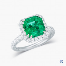 14kt White Gold Emerald and Diamond Ring