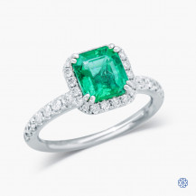 14kt White Gold Emerald and Diamond Ring