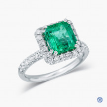 14kt White Gold Emerald and Diamond Ring