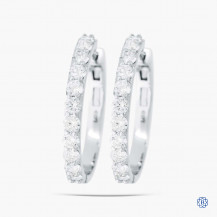 14kt White Gold Lab Created Diamond Hoop Earrings