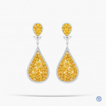 18kt Yellow and White Gold Lady's 10.32ct Natural Yellow Diamond and 1.82ct Diamond Earrings