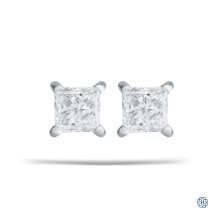 14kt White Gold 1.00ct Princess Cut Diamond Stud Earrings