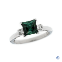 Tacori Platinum tourmaline and diamond engagement ring