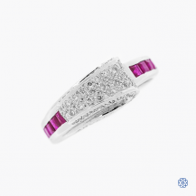 18k White Gold Ruby and Diamond Estate Ring