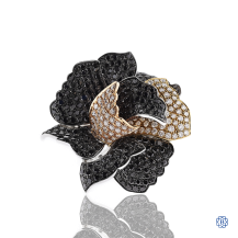 18kt White, Yellow & Rose Gold Diamond Flower Ring