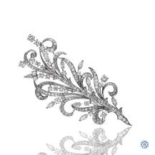 Custom Made Platinum 6.12ct Diamond Leaf Brooch