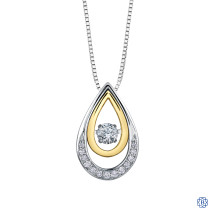 10kt two-tone Gold Floating Diamond Heart Pendant