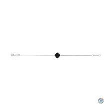 18kt White Gold Black Onyx Single Clover Bracelet