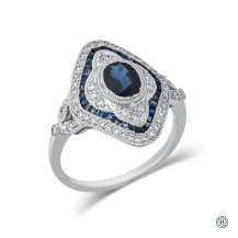 Platinum Lady's 1.00ct Sapphire and 0.35ct Diamond Ring