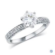 18kt White Gold Tacori Forever One DEF Moissanite and 0.24ct Diamond Engagement Ring