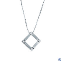 14kt White Gold Necklace with Square shaped Diamond Pendant 18''