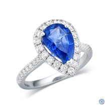 14kt White Gold Lady's Pear Shaped 3.92ct Natural Blue Sapphire and 0.54ct Diamond Ring