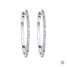 14kt White Gold Gabriel & Co. Lady's 0.64ct Diamond Designer Hoop Earrings