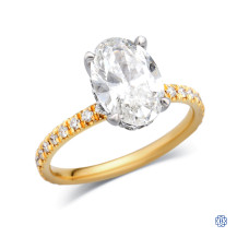 18kt Yellow and White Gold Lady's Lab-Created Oval 1.94ct Diamond Engagement Ring