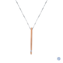 10kt White and Rose Gold Necklace with 0.04ct Diamond Bar Pendant 18''