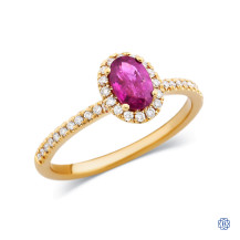 18kt Yellow Gold Lady' 0.55ct Ruby and 0.19ct Natural Diamond Ring
