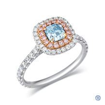 18kt White Gold Lady's 0.51ct Fnacy Blue Diamond Engagement Ring